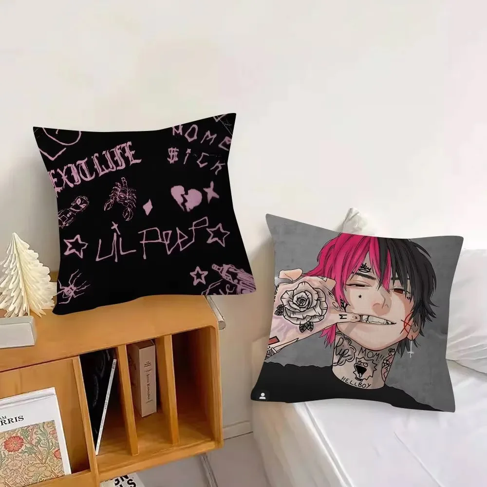 Double Sided Lil Peep Hip Pillow Cover, Soft Polyester 2D Pop Rap Print Cushion for Bedroom Sofa Car Home Office Decor