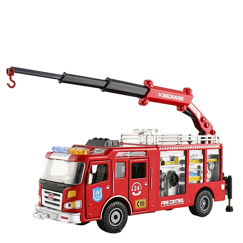 1:50 liga caminhão de bombeiros modelo simulação crianças motor de bombeiros brinquedo presente não-rádio controlado transporte veículo brinquedo ornamentos