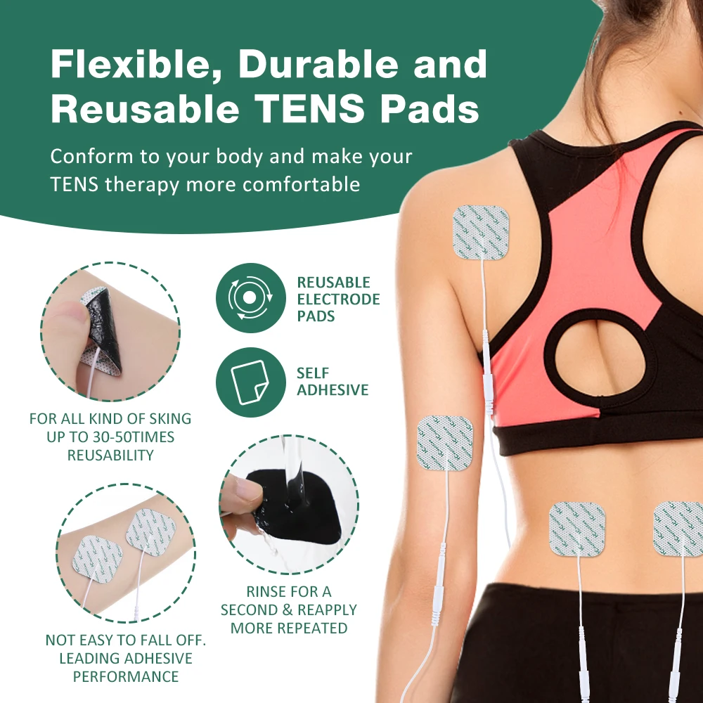 1-20PCS Reusable TENS Ems Nerve Muscle Stimulator Electrode Pads Electrodes Physiotherapy Machine 2mm For Therapy Massager 4*4cm