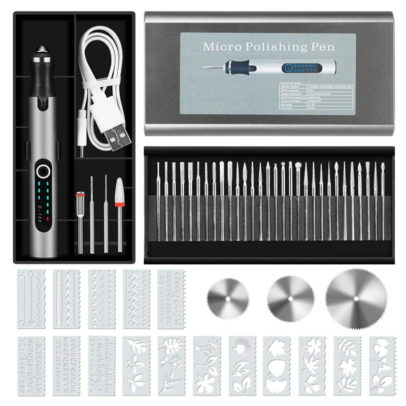 Engraving Pen With 37 Bits, USB Rechargeable Cordless Engraving Machine With Box, Portable DIY Rotary Engraver