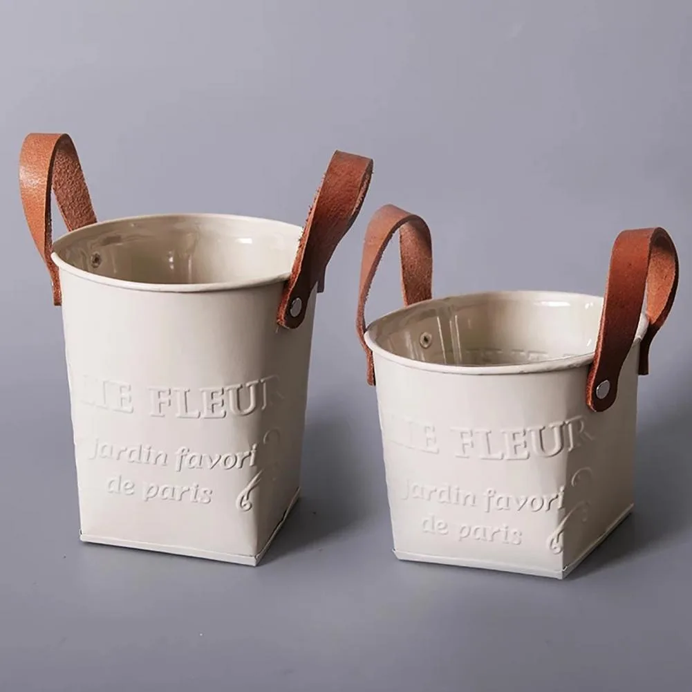 Barrels Garden Decoration Tin Flower Pots Basket Vintage Artificial Pastoral Style Metal Vases Craft for Storage Home Decor