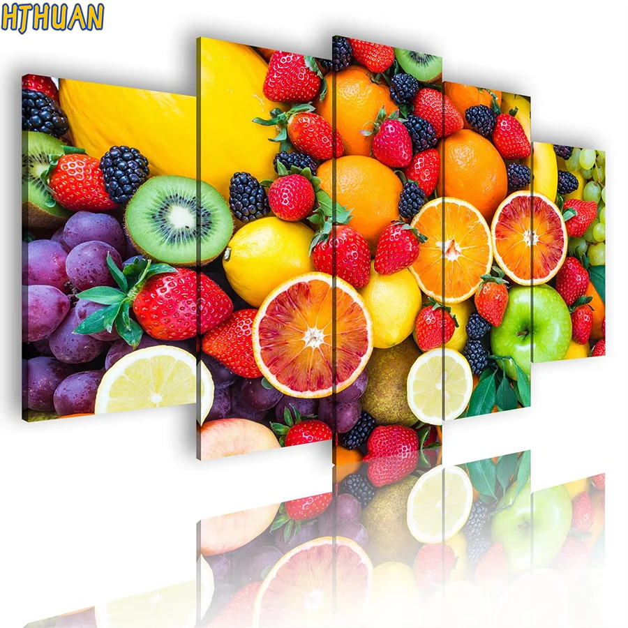 

5pcs 5D Diy Diamond Painting Pictures of fruits Full Square/Round Diamond Embroidery diy Mosaic Kit HD Quality Handmade Products