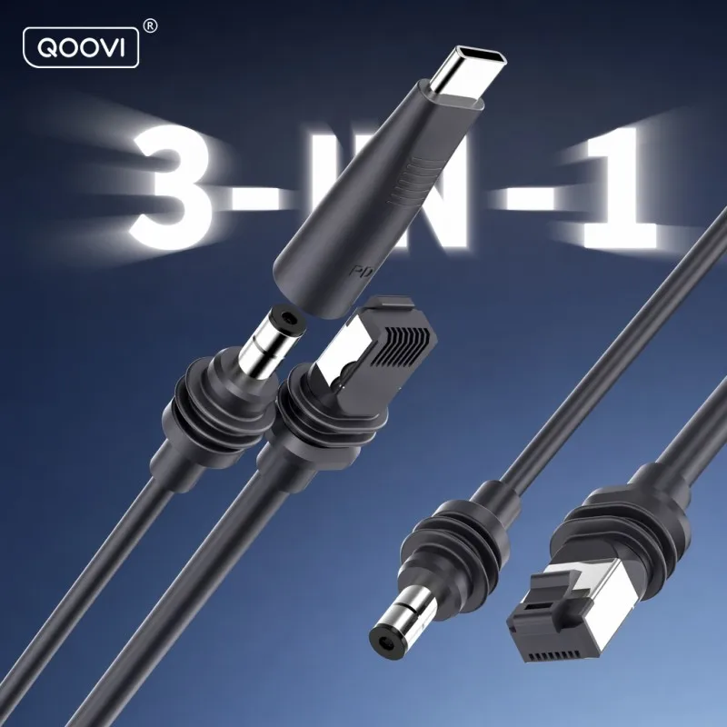 QOOVI Star Link Mini Cable 2 in 1 DC Power Cat5e Ethernet Network Cord for Starlink Satellite Internet Router Dish Replacement