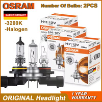 OSRAM H1 H3 H4 H7 H11 9005 9006 3200K Headlight Hi/lo Beam H8 H9 H16 HB3 HB4 Original Fog Lamp Halogen Bulb Made in DE (2PCS)