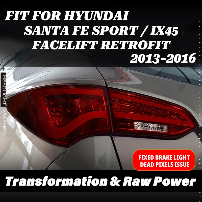 For Hyundai Santa Fe Sport 3th Gen 2013-2016 Pre-Facelift Upgrade to 2017 Style LED Tail Lights Assembly Retrofit Conversion