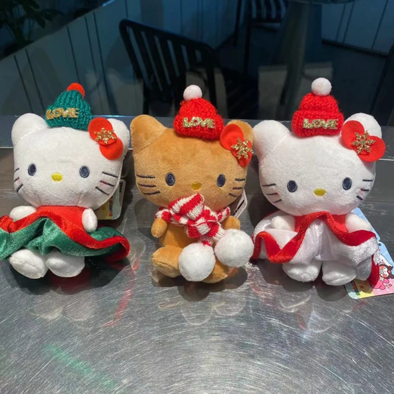 10cmのかわいい漫画風クリスマス帽子交換シリーズ ハローキティぬいぐるみキーホルダー バッグペンダントおもちゃギフト