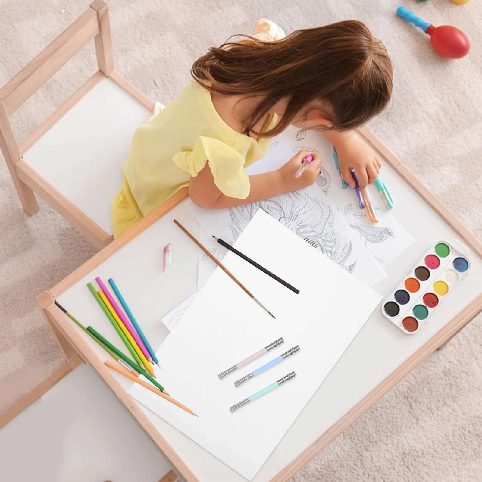 

10pcs Pencil Extender Dual Head Stainless Steel Holder For Short Colored Art Eyebrow Pencils Reusable Drawing Sketching Tool