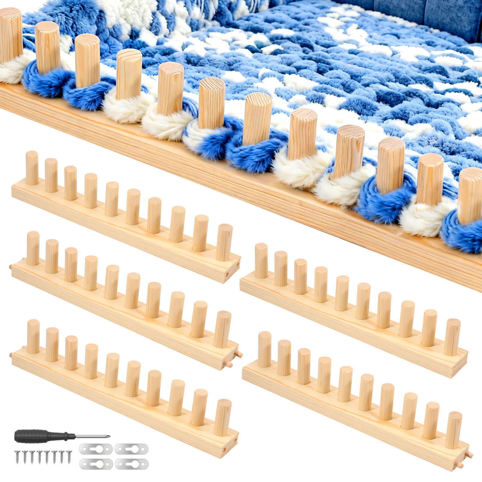 

Рамка для одеяла из массивной пряжи, регулируемый размер, комплект для ручного вязания, легко держать для уютного одеяла ручной работы, идеально подходит для домашнего декора
