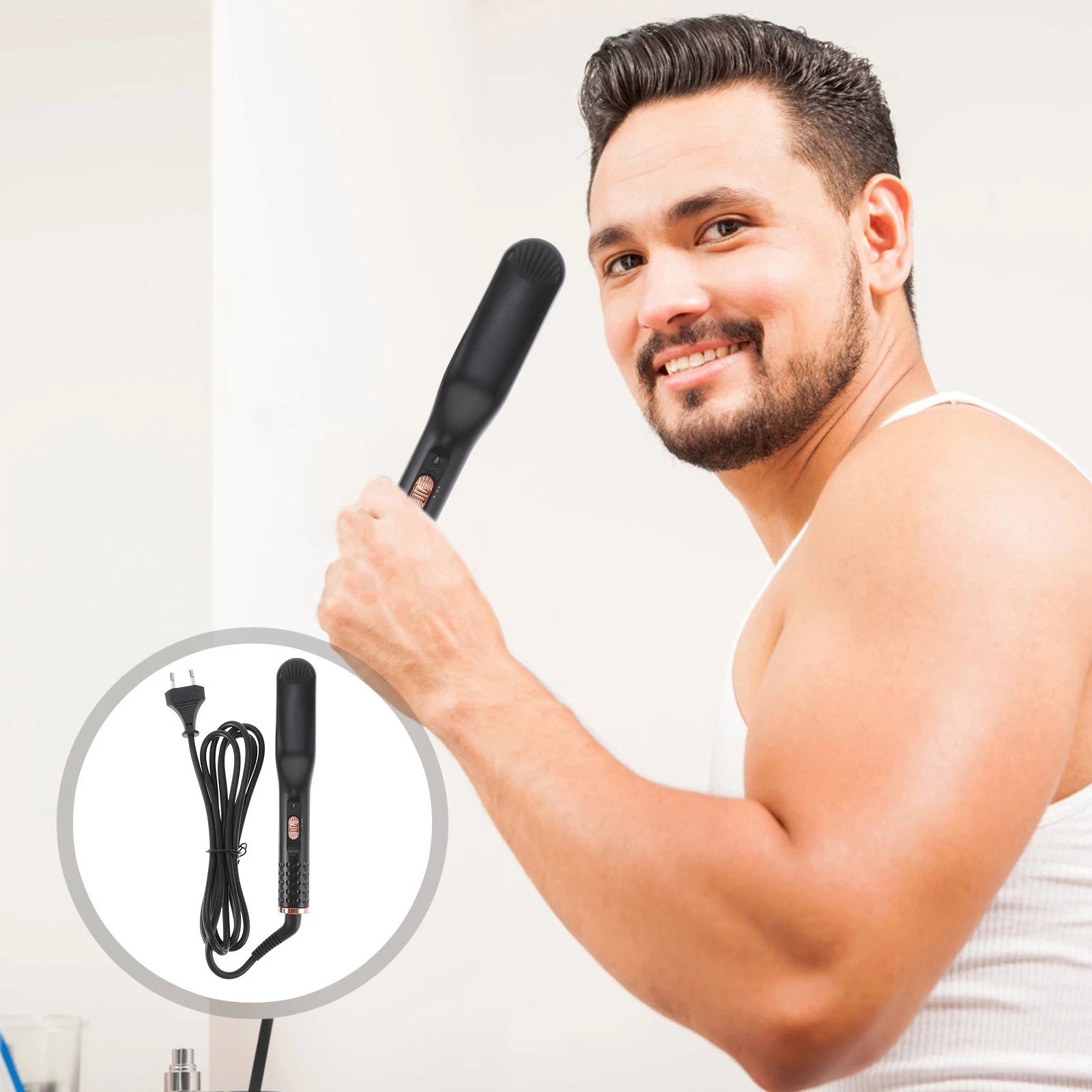 

1set 1Set Electric Straightening For Men Women Heating Beard Straightener Brush Hot Curling Hairdressing Comb Comb Eu Plug