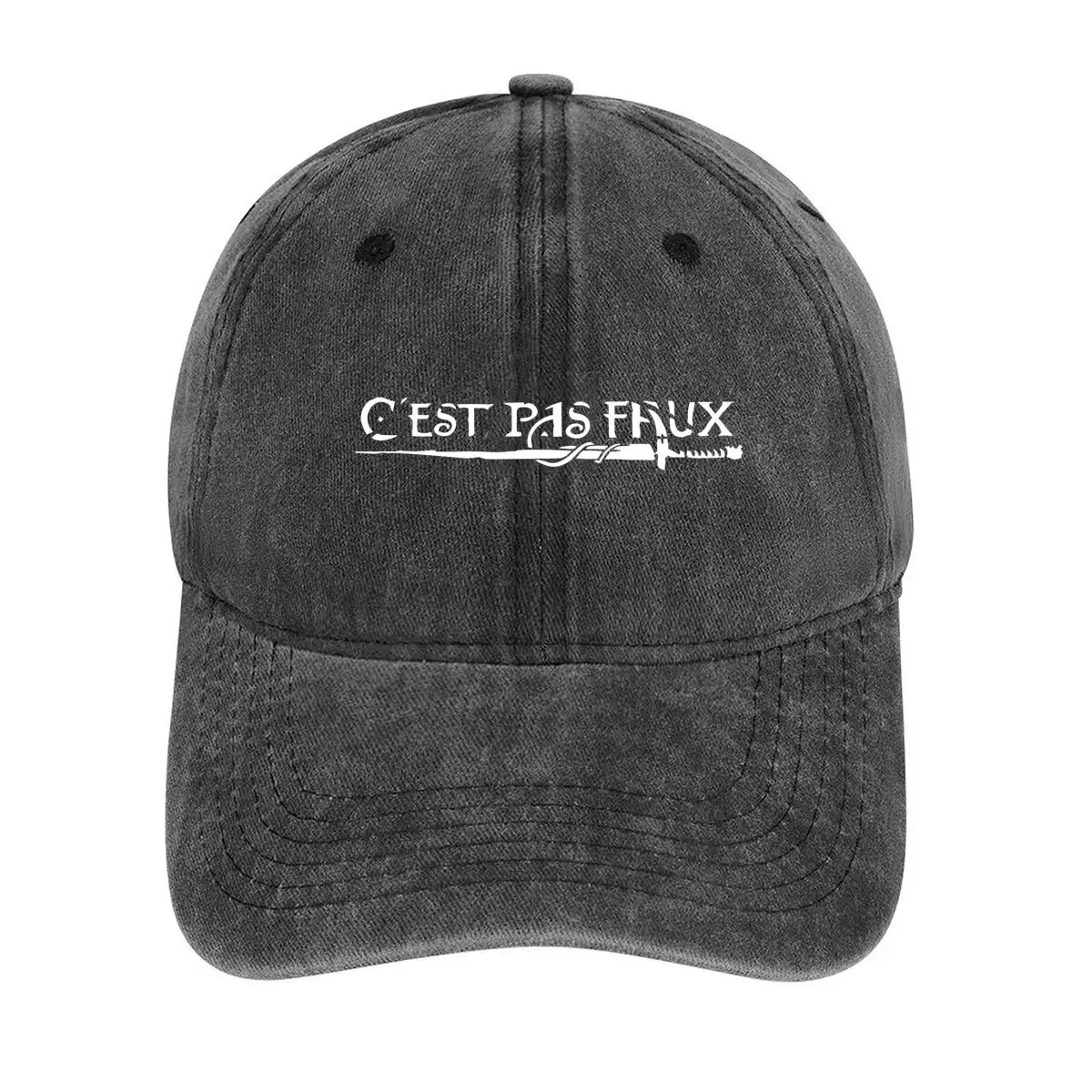 

C'est Pas Faux empty space possibly for a future design addition Washed Baseball Cap