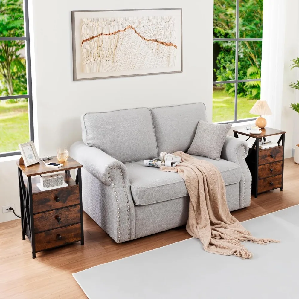 Set comodino doppio dotato di LED con stazione di ricarica e porte USB/uscita per uso sul comodino