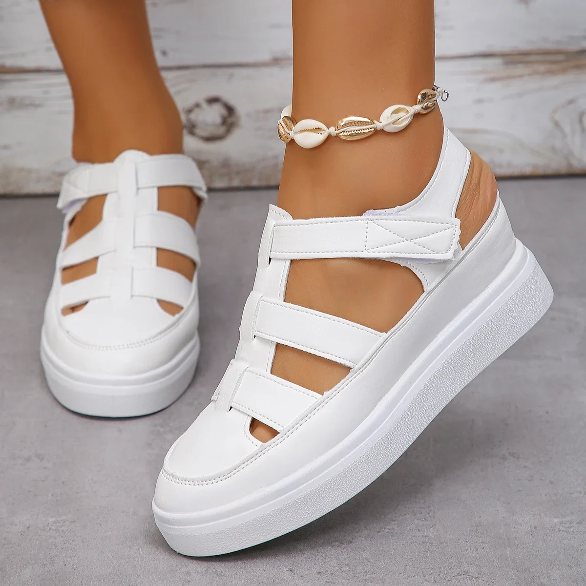 Women Sandals Summer 2025 New Wedges Heels Platform Sandals Women Hollow Out Gladiator Sandals Summer Thick Sole Shoes for Women image 4