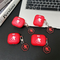 For Airpods Pro 2 Case,3D Red EVANGELION EVA Anime TPU Earphone Cover For Airpods 4 3 2 1 Case With Keychain Kids