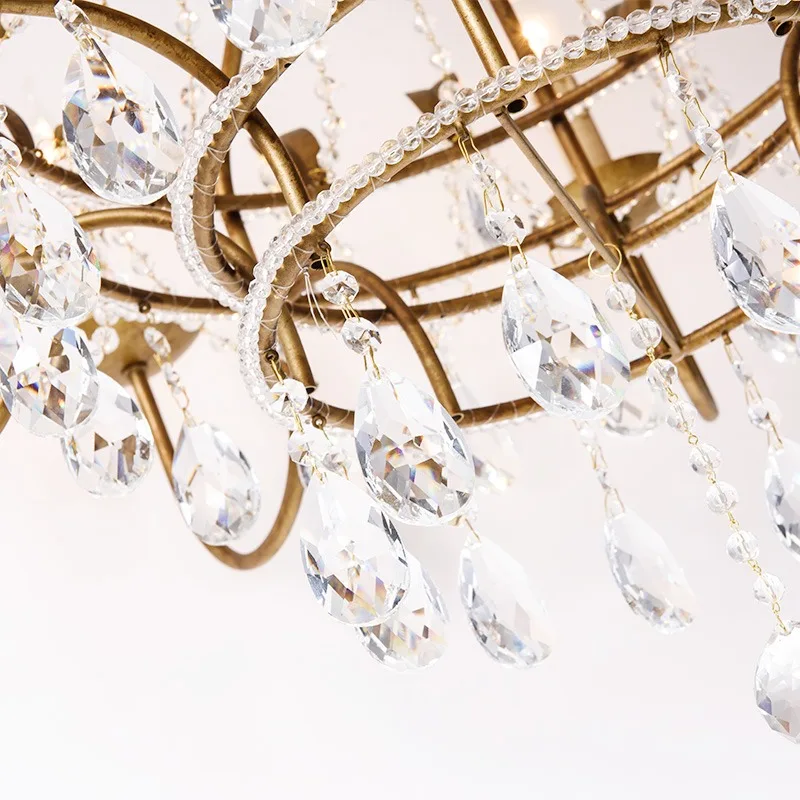 

Vintage Crystal Chandelier Pendant Light For Living Room Bedroom Dining Room Kitchen Villa Retro Luxury Style Candle Lamp