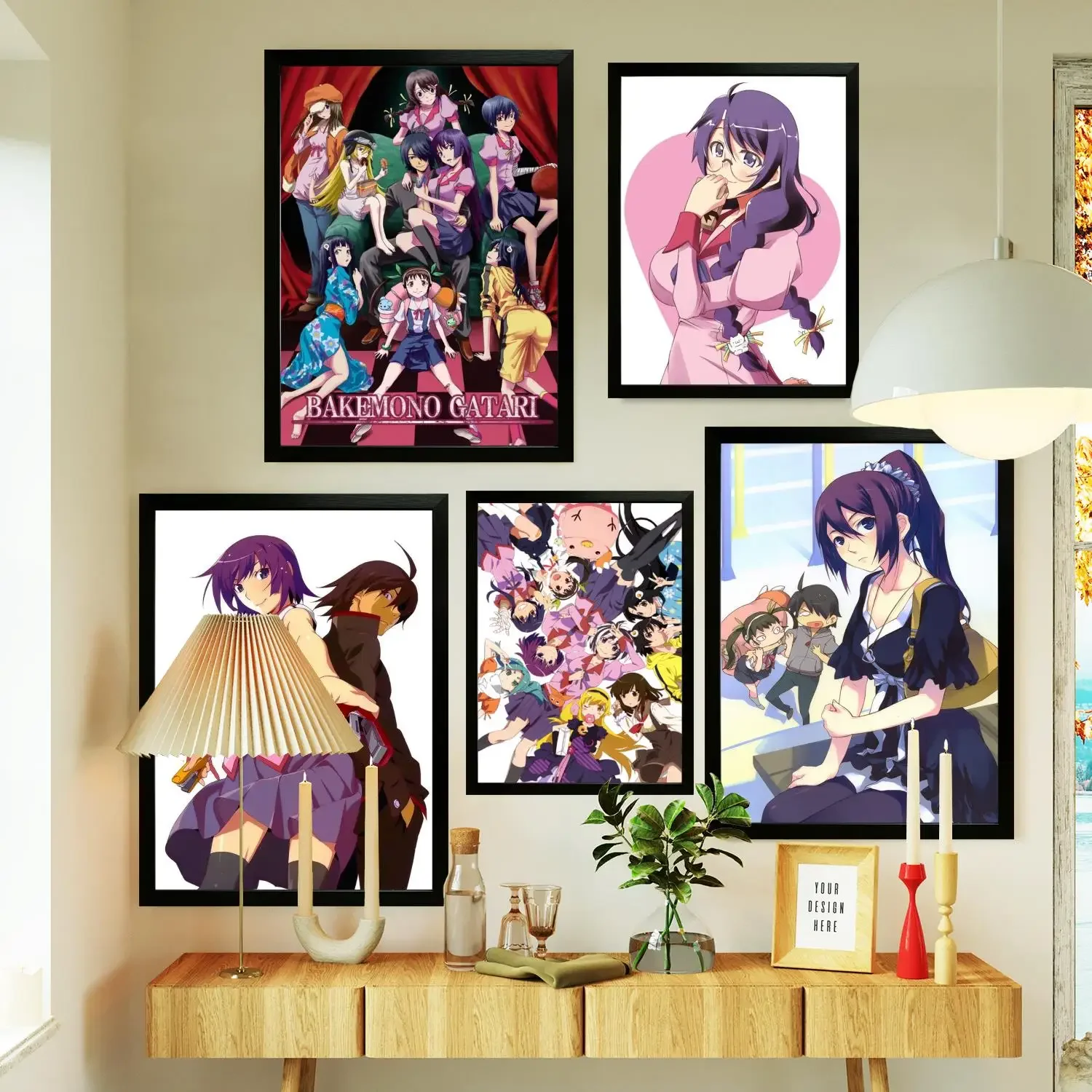 series monogatari comic book Poster Prints Wall Art Canvas Painting Poster For Modern Family Living Room Home Decor