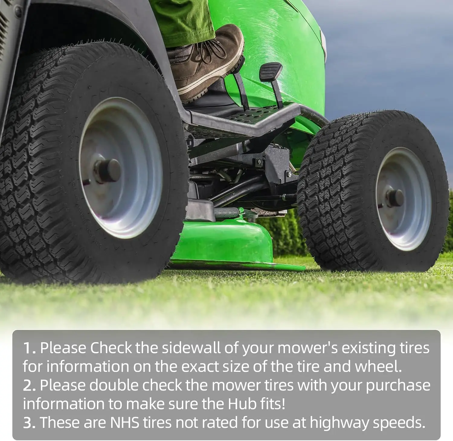 (2-Pack) 16x6.50-8 Tires - 4PR Durable Tubeless, Replacement Lawn Tractor Tires with Deep Ribbed Treads, Rim Not Included