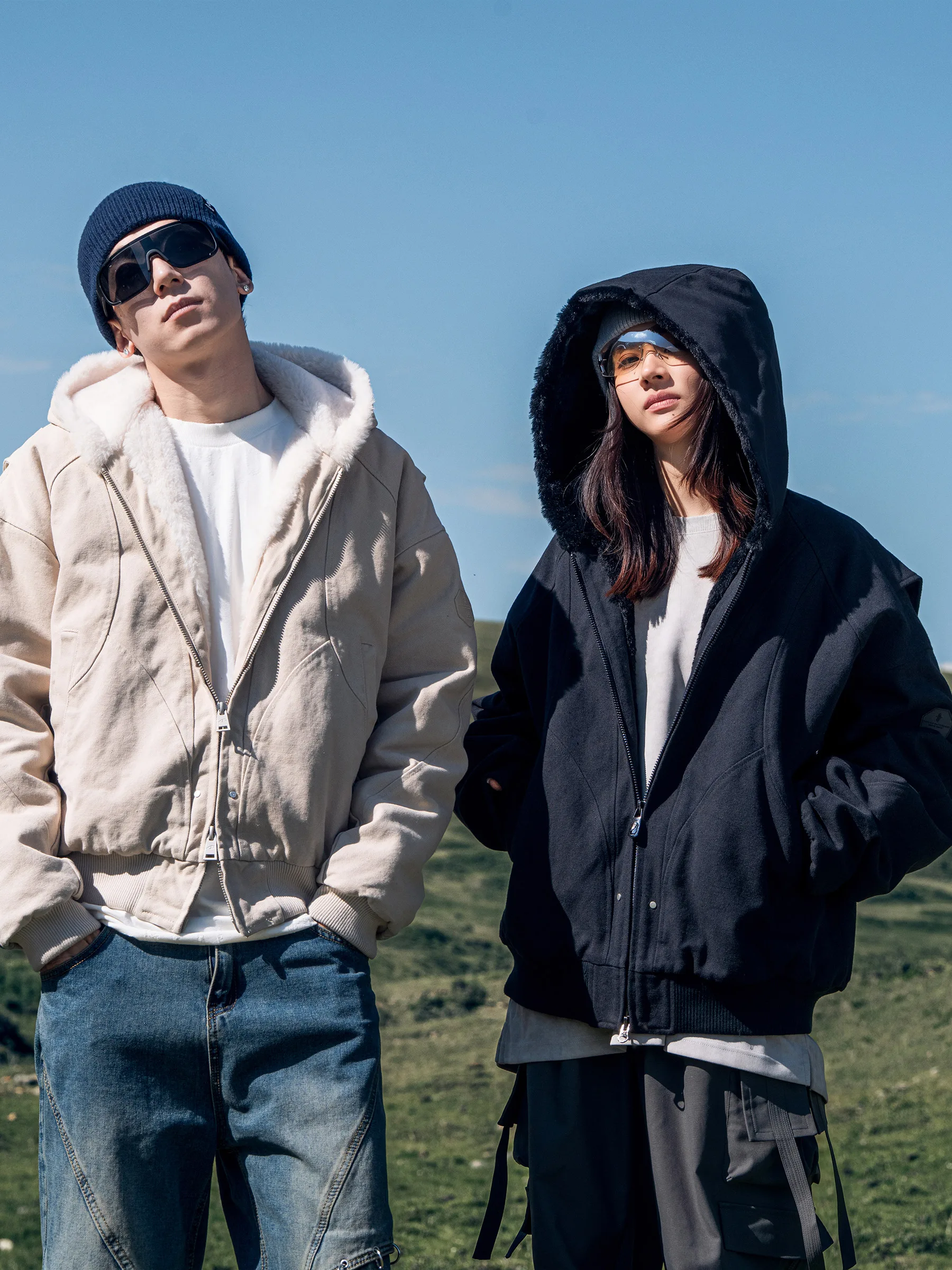 AOGZ American Style Loose Heavy Cotton Jacket Men Winter New Fleece Lined Thick Warm Women's Style Long Sleeve Zipper Closure