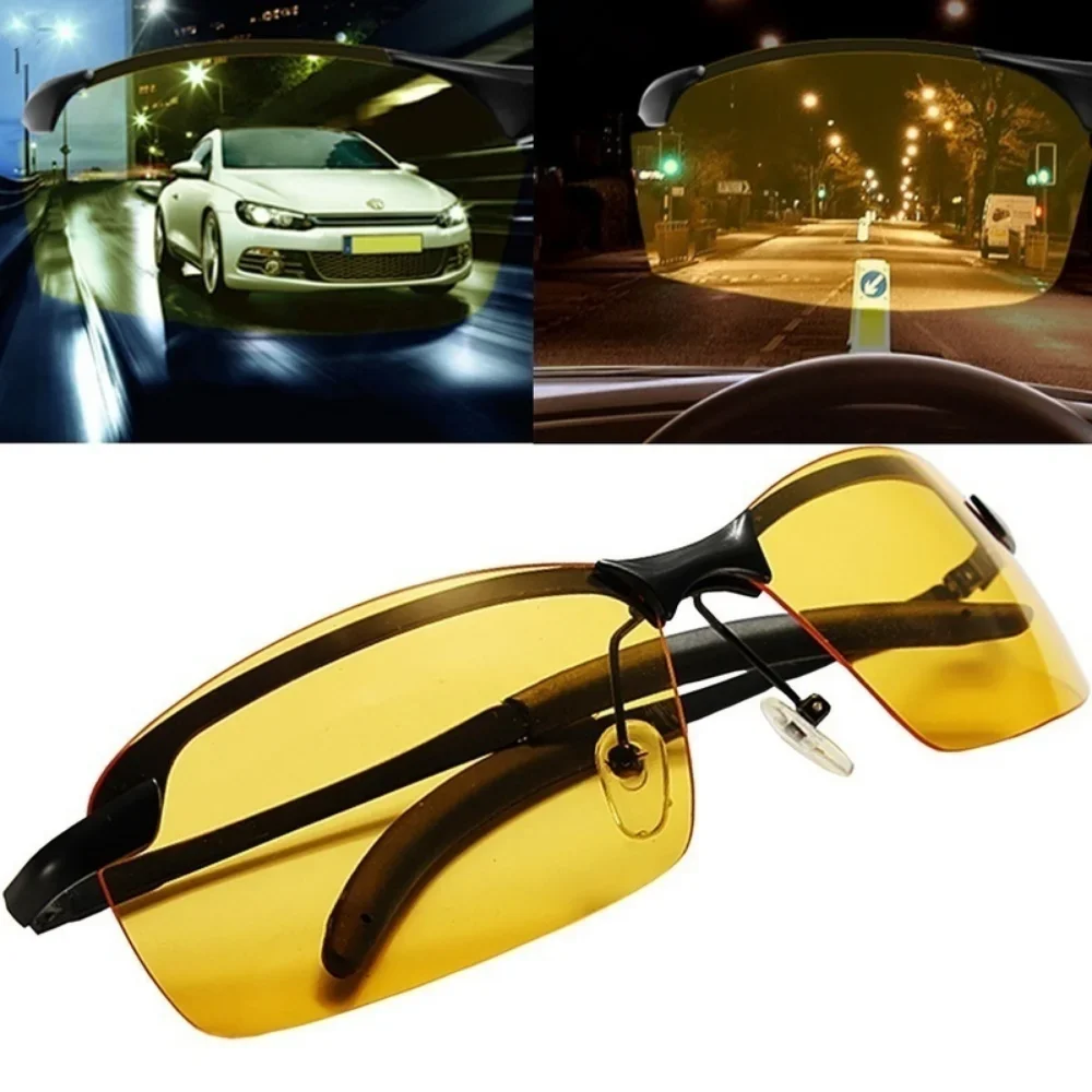 Men Night Vision Glasses PC Frame Sunglasses Driver Goggles Yellow Glasses Outdoor Sport Sun Glasses Vision