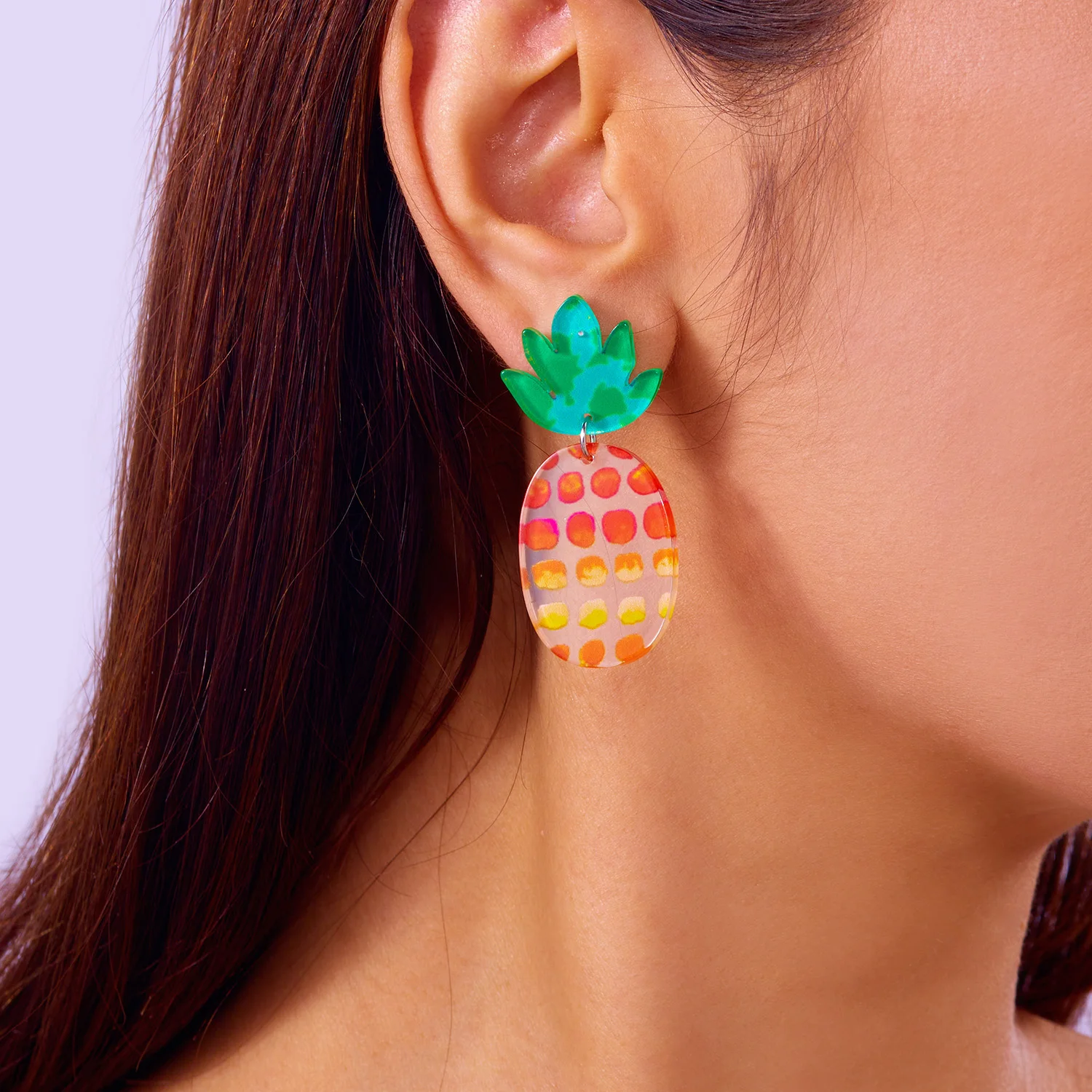 Bunte Muster Acryl Schmetterling Tropfen Ohrringe für Frauen Einfache Obst Geometrie Harz Baumeln Ohrringe Täglichen Schmuck Zubehör – Detail 7