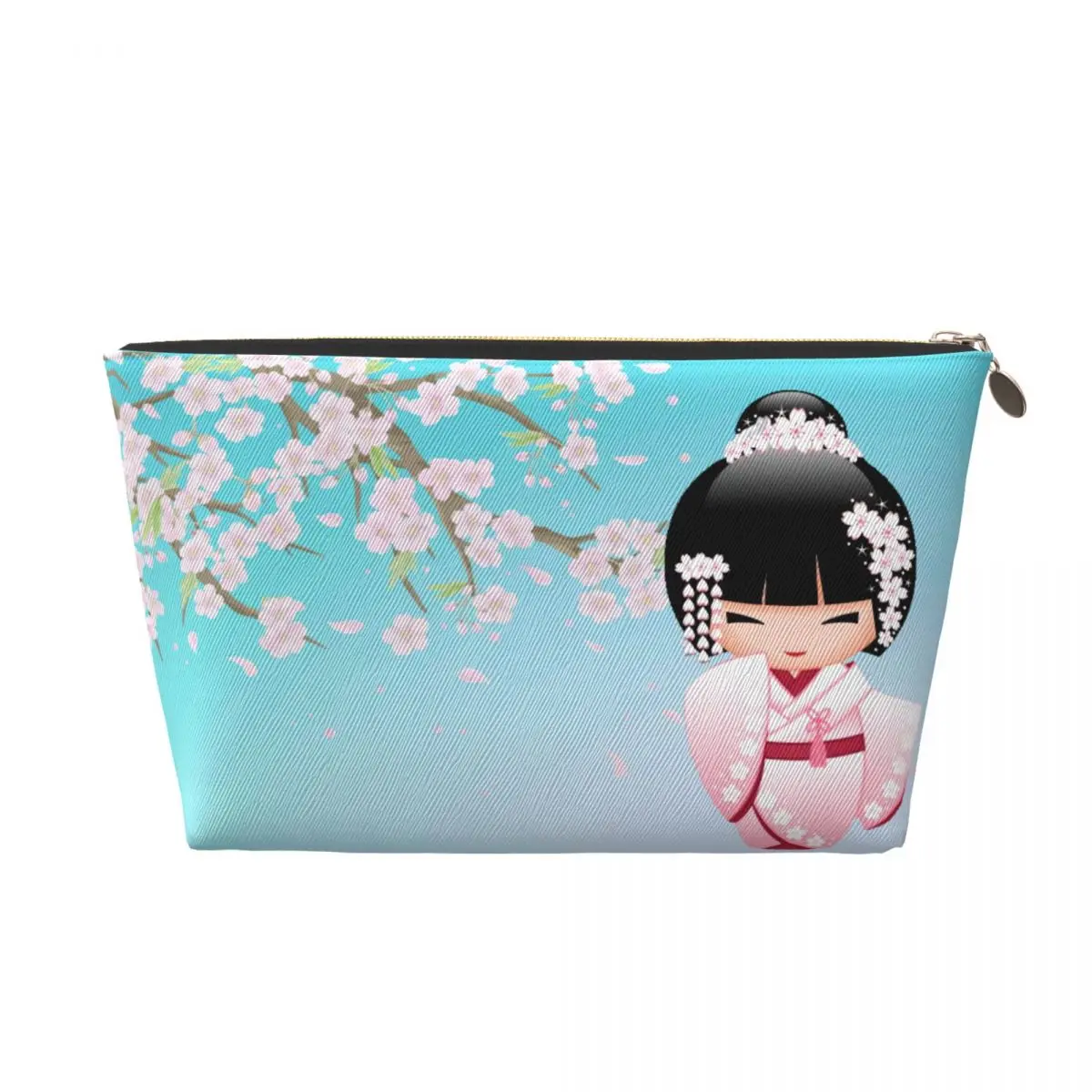 Custom Kokeshi Doll Travel Cosmetic Bag Japanese Kimono Geisha Girl Toiletry Makeup Organizer Ladies Beauty Storage Dopp Kit