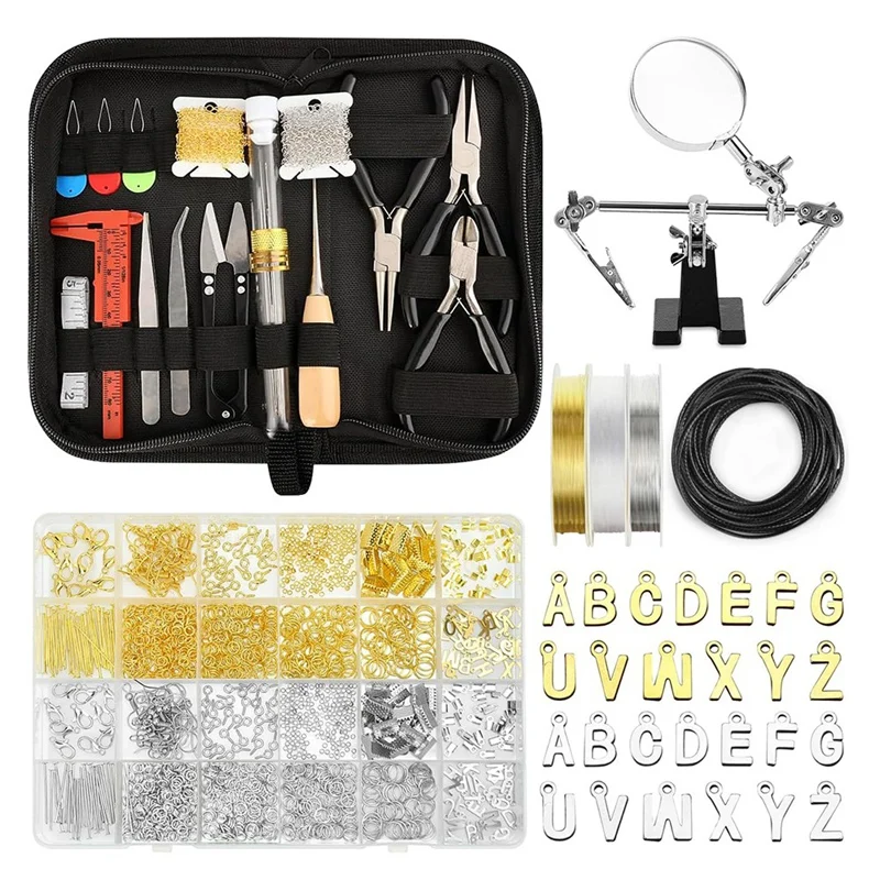 Jewelry Making Supplies For Adults, Jewelry Making Supplies Kit With Jewelry Making Tools, Jewelry Pliers, Letter Charm