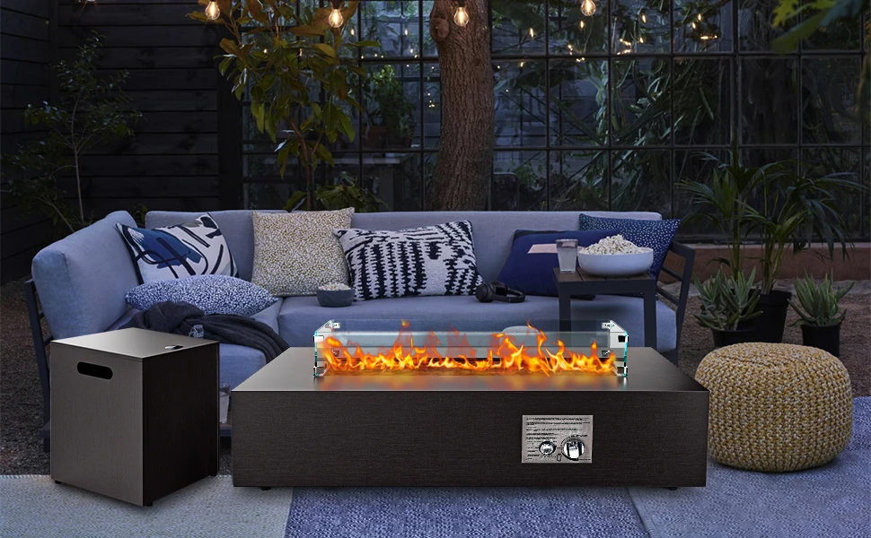 ارتفاع درجة الحرارة مقاومة 28 بوصة مربع سبليت النار الجدول الزجاج حاجز الرياح سهلة التركيب دعم مستقر تصميم سبليت مقاومة الطقس