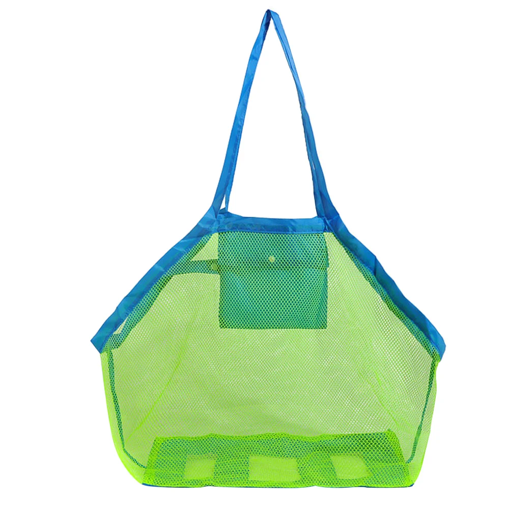 Bolsa de mano de malla para playa, juguetes de arena, bolsa de concha para playa, piscina, barco, familia, juego para niños, bolsa de malla de tamaño L, bolsa de malla para playa