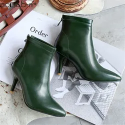 Fashion Pointed Toe fine Heel Women Boots Ankle Boots Women Shoes Zipper Cheap High Heel Boots Size 32-43 Botas de Mujer 2024New