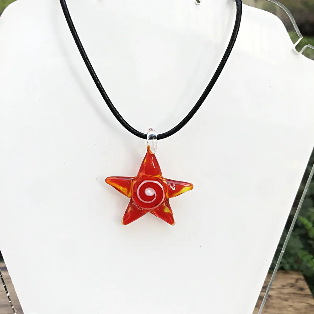 1PC Creative Ocean Style Art Starfish Inner Spiral Glass Necklace Pendant Women\'s Pendant Necklace
