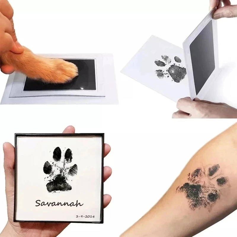 Pet Dog Footprint Handprint Pad Safe Non-Toxic Printing Pad Pet Footprint Baby Paw Print Pad Ink-Free Hand Footprint Kit Ink