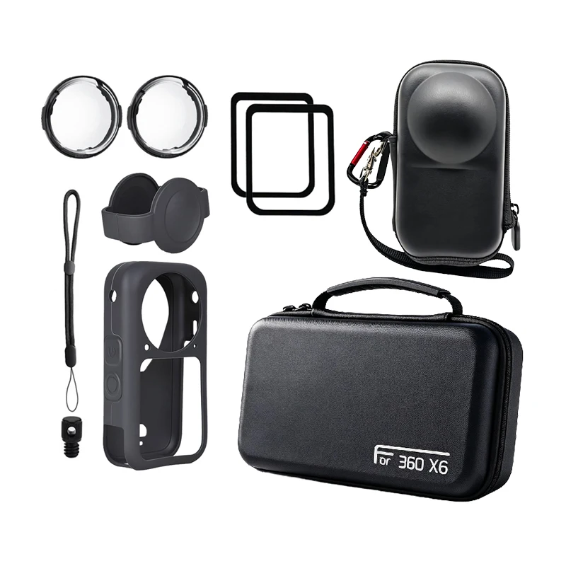 Tempered Glass Storage Bag for Insta360 X6 Camera Lens Guards Screen Protector Film Silicone Case for Insta 360 X6 Accessories