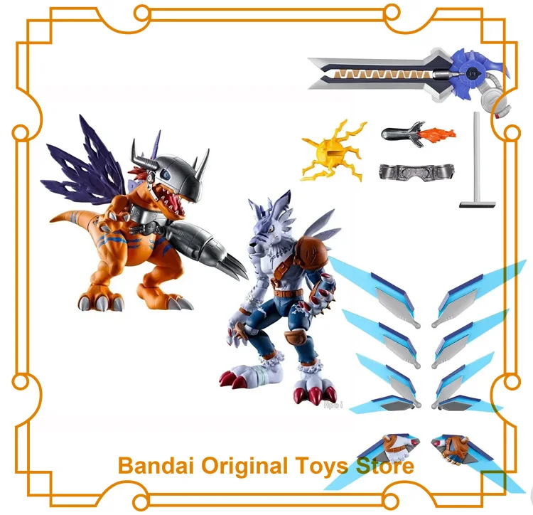 Original Bandai Candy Toy Digimon Adventure SHODO4 WereGarurumon MetalGreymon Action Figure Boxed Toy Collectible Model