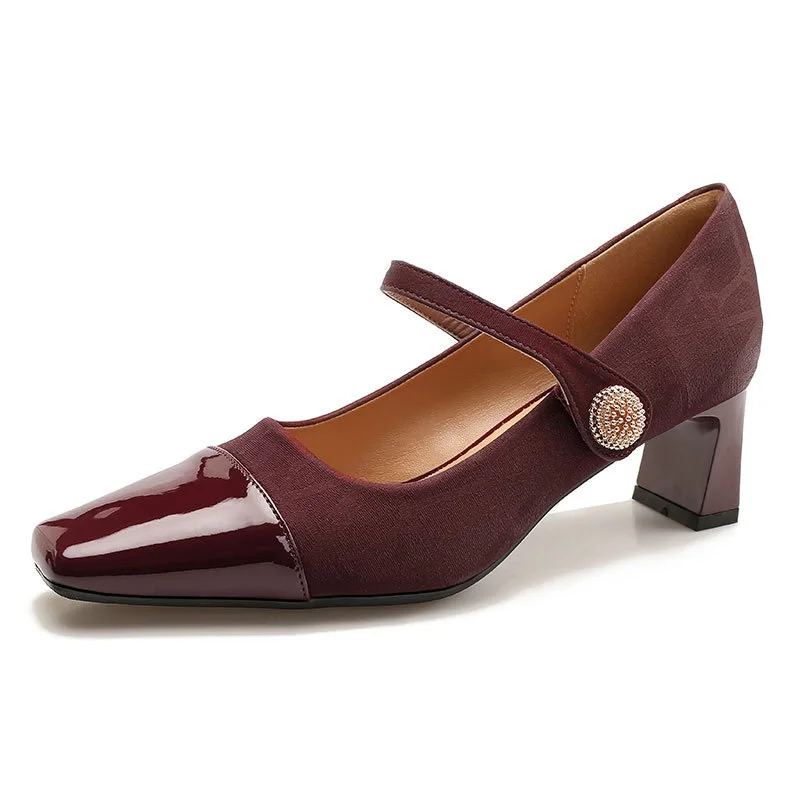 2026 Chunky Heel Shoes Closed Toe Fashion Sexy Heel Shoess Square Toe Women Footwear Lady Pumps Sexy Crystal Evening Shoes S074