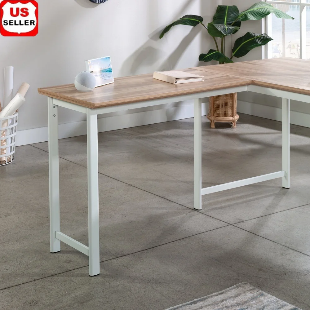 

36 Inch Desk Return Table Acacia Finish Office Furniture Scratch Resistant Melamine Top Durable Metal Frame Versatile