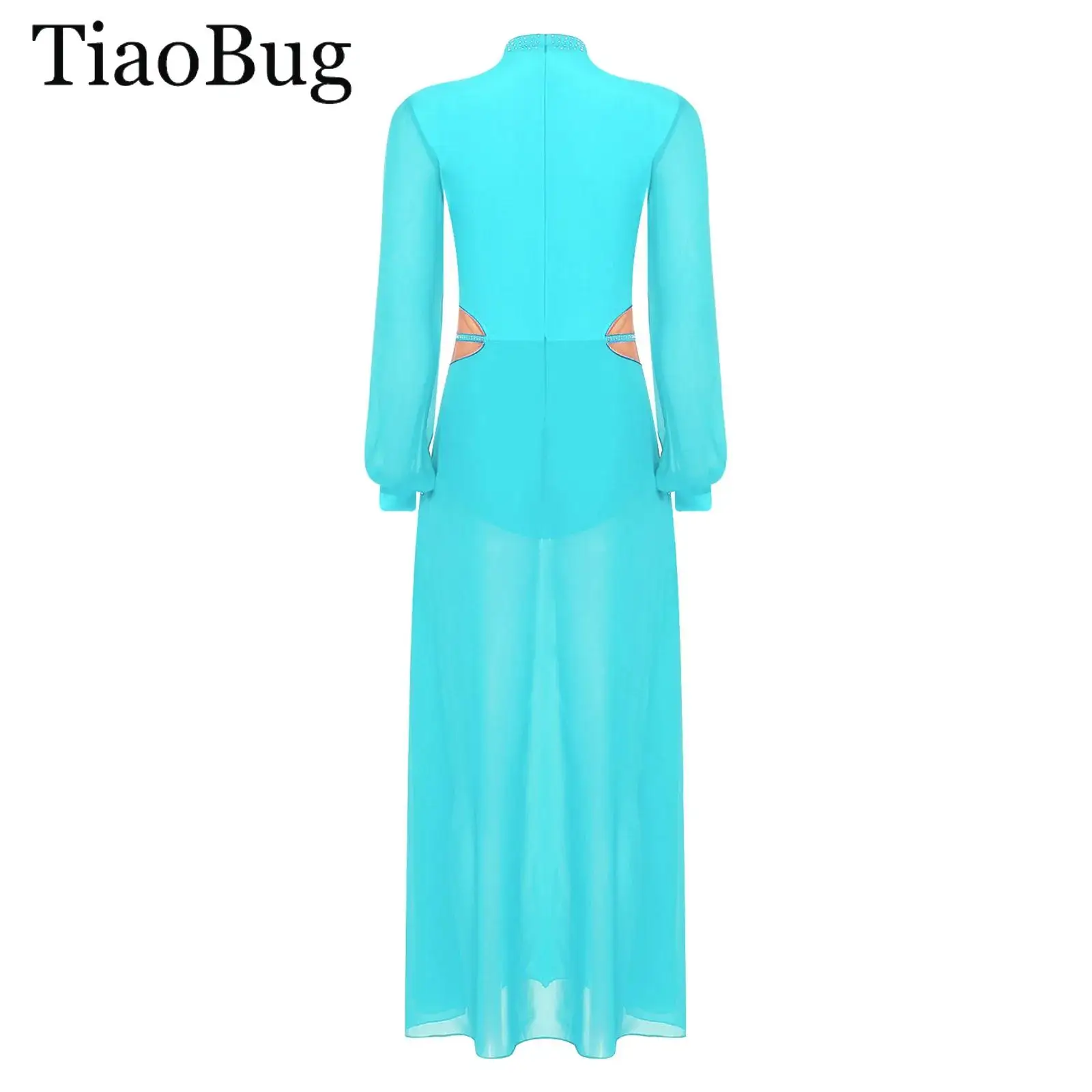 

Womens Belly Dance Fringed Dress Shiny Sequin Tassel Long Sleeve Bodysuit Slit Chiffon Maxi Dress Ballroom Latin Rumba