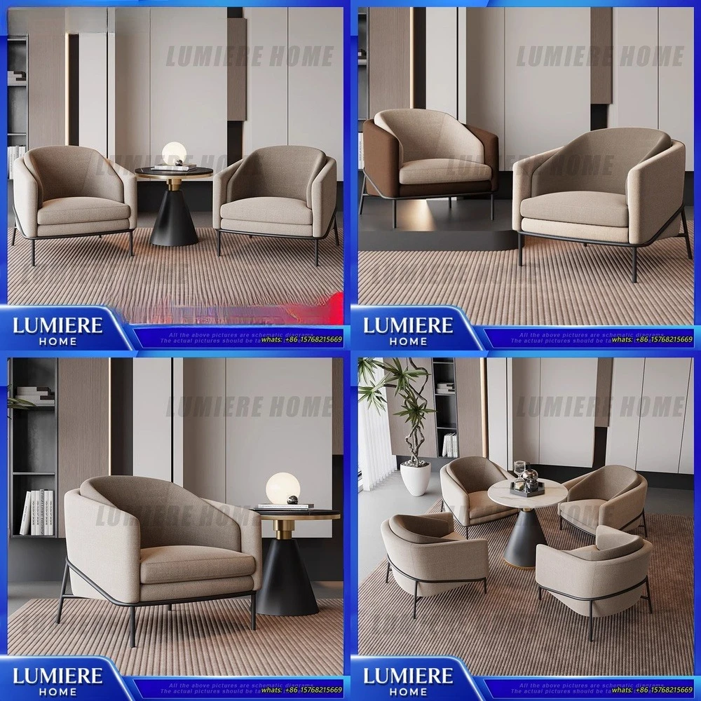 

Luxury Lounge Chair Set for Hotel Office Waiting Room Reception Sofa Single Seat Modern Coffee Chair with Table Comfortable