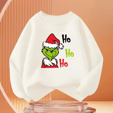 Children's Christmas Funny Grinch Hoodie Round Neck Casual Pullover