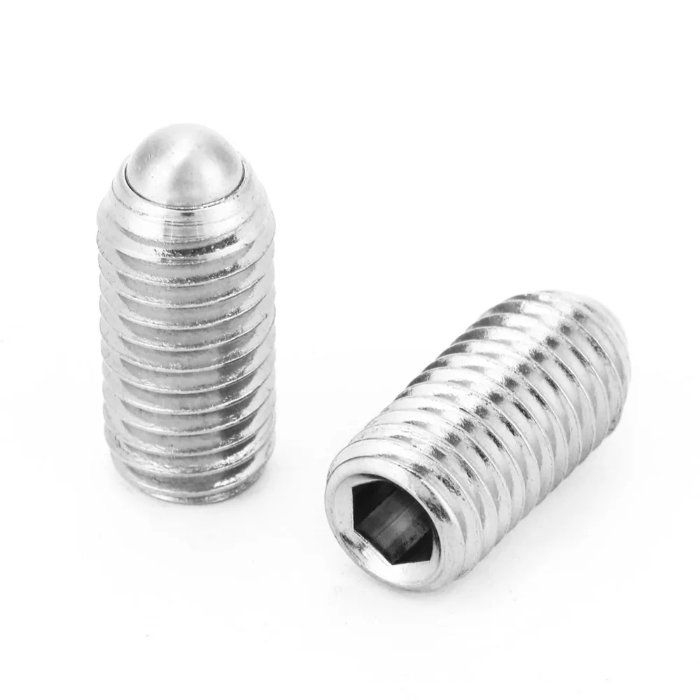 10pcs Practical M12*25 Spring Ball Plunger Screw 304 Stainless Steel Ball Point Set Screw Hex Socket Ball Screw Home Improvement