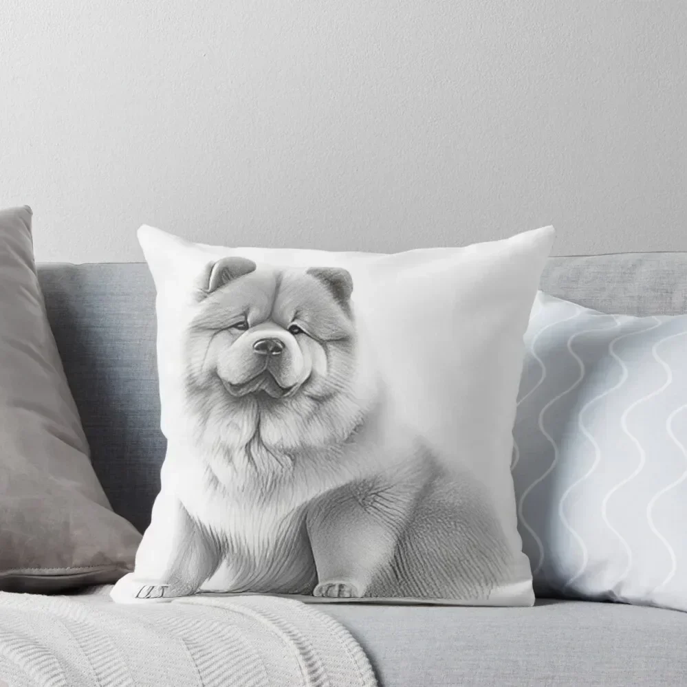 

Black and white Chow Chow pencil drawing Throw Pillow Decorative Cushion Christmas Pillow Cases bed pillows pillow