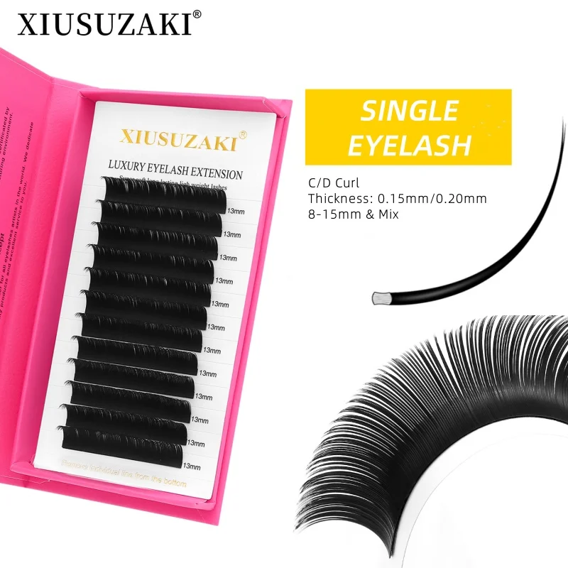 XIUSUZAKI Flat Split Tips Soft Natural Ellipse Eyelashes Extensions Supplies Brown Grey Natural Soft Classic False Lashes Shop