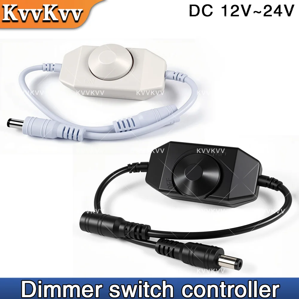 DC 12V LED Dimmer 2A 24W Knob High Quality LED Dimmer Brightness Dimming Switch ON OFF For Single Color 2835 COB LED Strip Light