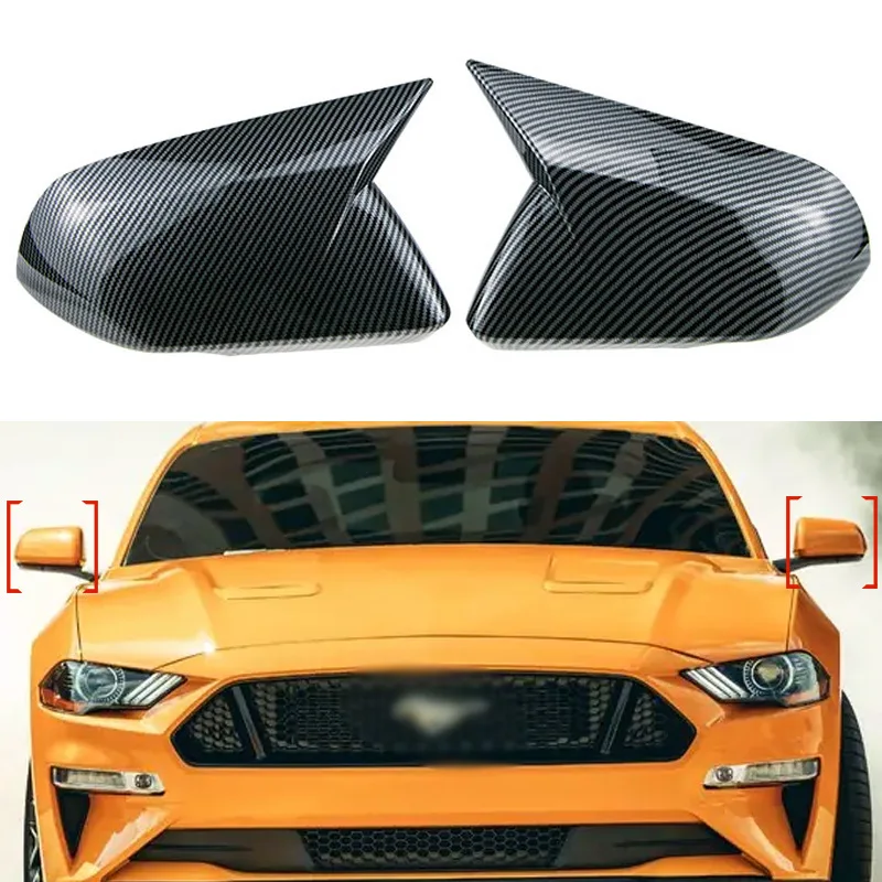 لسيارة فورد موستانج غلاف مرآة عكسي قياسي أمريكي، غطاء مرآة الرؤية الخلفية على شكل قرن لصق الديكور #2