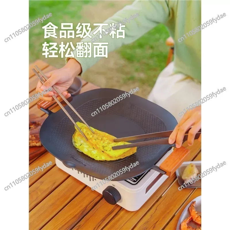 

Портативная сковорода-гриль для газовых плит, сковорода для жарки, антипригарная квадратная сковорода-гриль, совместимая с индукционными плитами