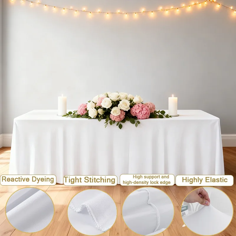 4/5/6/8ft Elastic Table Skirt Wrinkle-Free,Suitable for Indoor Outdoor Patio Wedding Banquet Restaurant Hotel and Party Use 식탁보