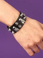 3Pcs/Set Fashion Street Hip Hop Leather Studded Cuff Bracelets Multiple Wristbands Bangle  Acceossries for 80s Punk Rock Concert Outfit - Image 4