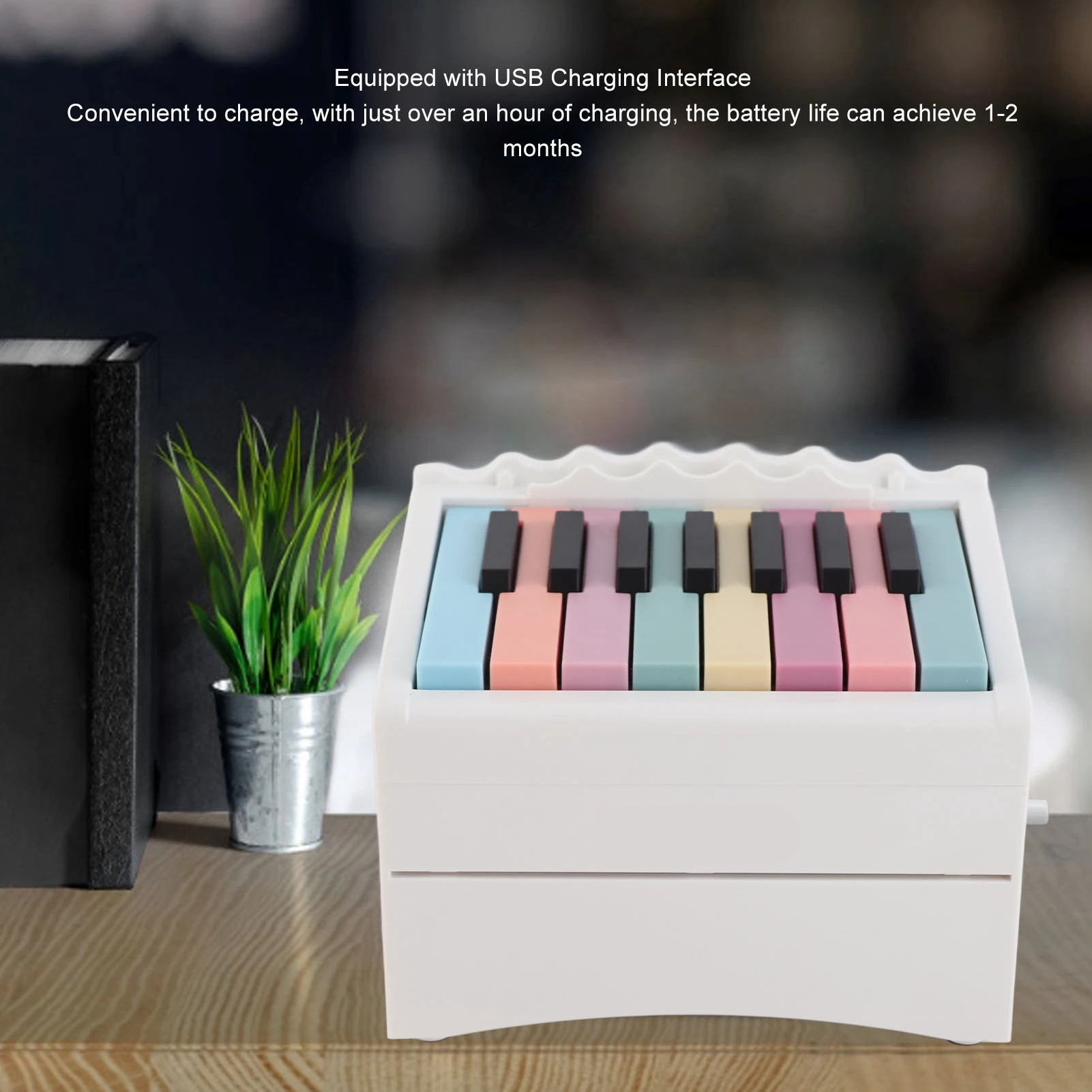 Calendário de piano recarregável usb, piano jogável, 52 cartões de calendário semanal com partitura de música, calendário de mesa de piano jogável