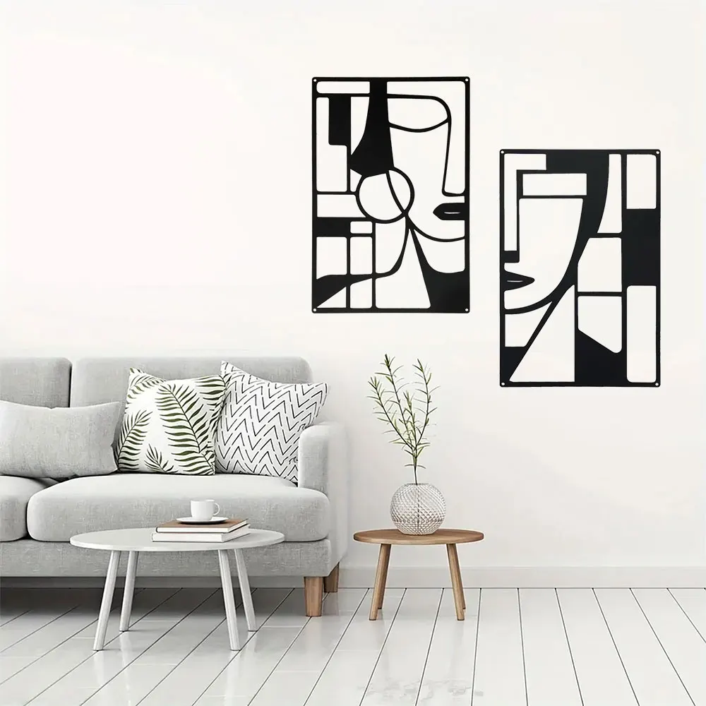 Abstrakte Metallwandkunst von Violaura – einfach zu installieren, zum Aufhängen, geometrisch, Linien, Formen, künstlerisch, Schlafzimmer, Schmied, handgefertigt