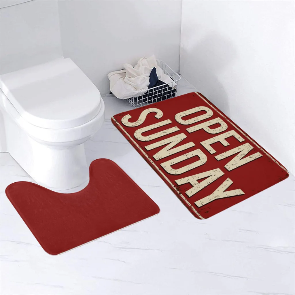 

Hint language 2 Sets Bathroom Antiskid Pad Non-Slip Bath Carpet Floor Mat Rug Flannel Baths Mat for Bathroom Washable