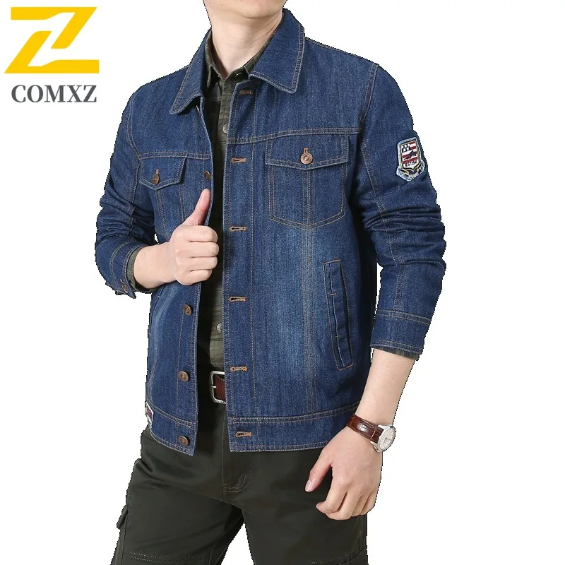 

COMXZ 2022, мужское джинсовое пальто, весна-осень, модная свободная джинсовая куртка премиум-класса