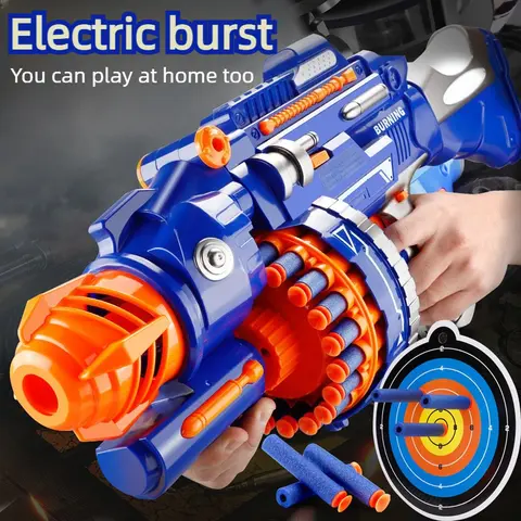 Pistola giocattolo elettrica Pistola giocattolo per freccette morbide per bambini Stile militare Bambini Ragazzi Pistole giocattolo a fuoco continuo sicuro con freccette morbide e giocattoli bersaglio